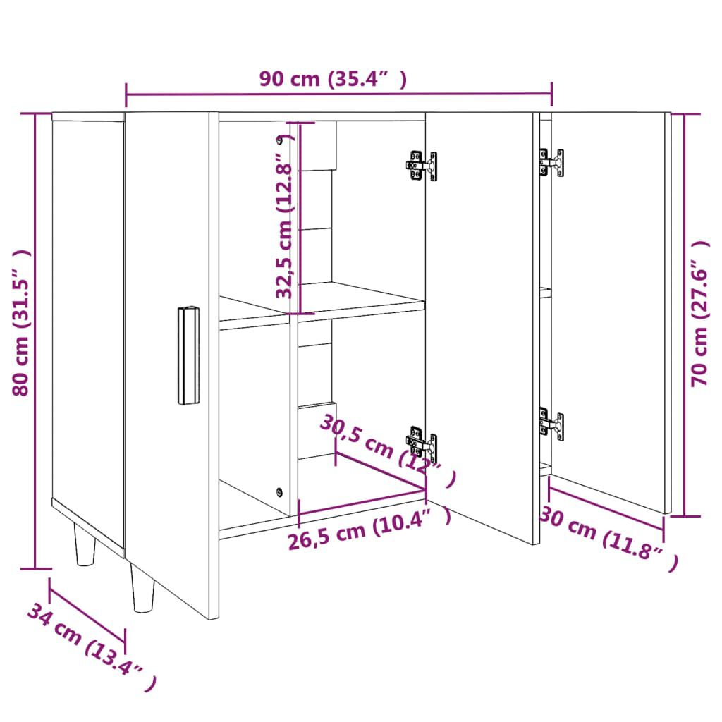 vidaXL Ντουλάπι Καπνιστή Δρυς 90x34x80 εκ. Επεξεργασμένο Ξύλο