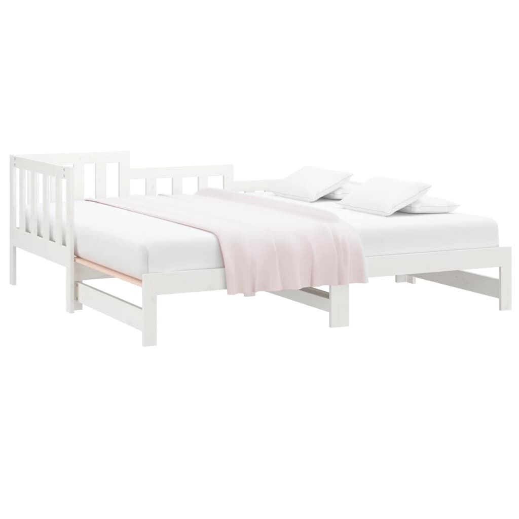 vidaXL Καναπές Κρεβάτι Συρόμενος Λευκός 2x(90x190) εκ. από Μασίφ Πεύκο