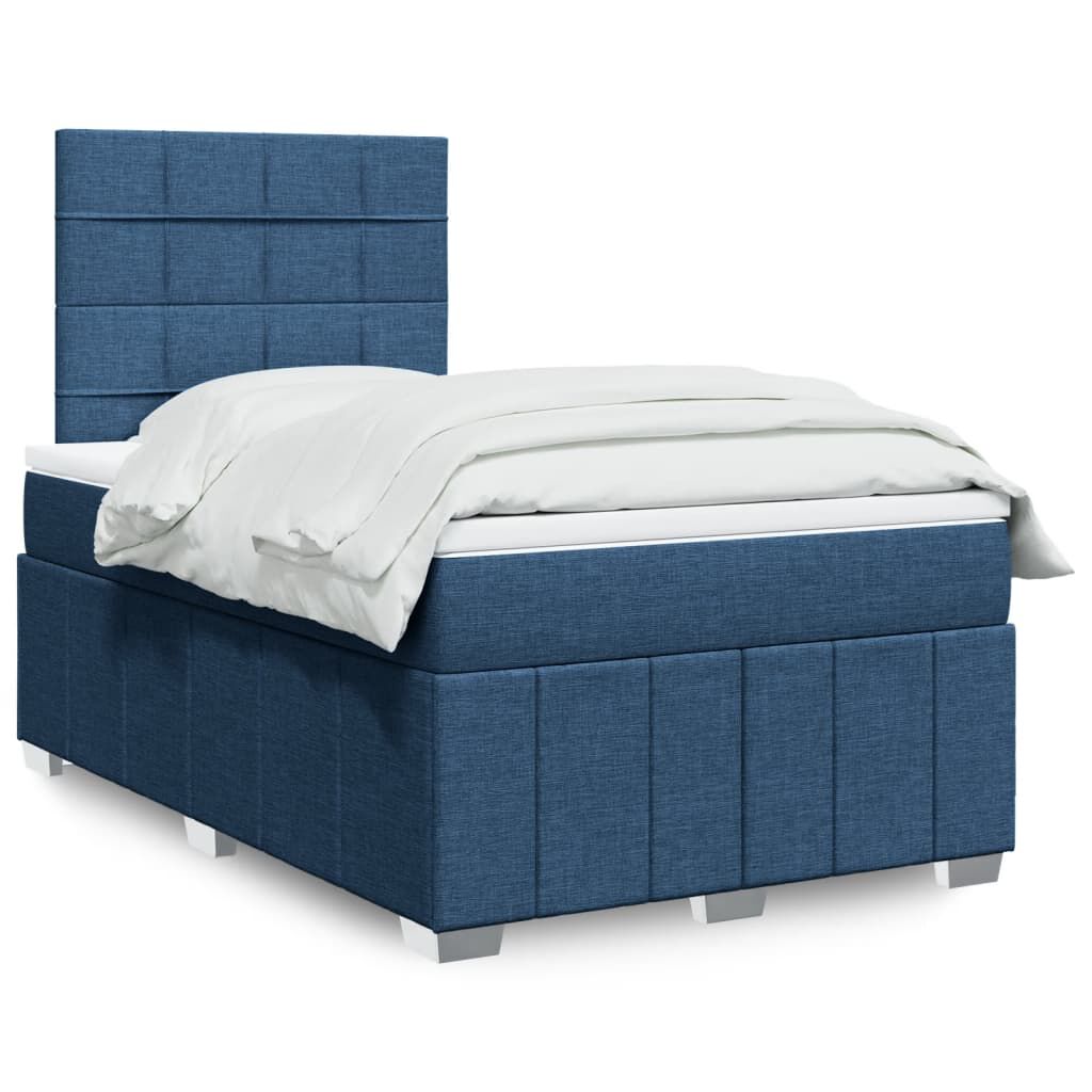 vidaXL Κρεβάτι Boxspring με Στρώμα Μπλε 120x200 εκ. Υφασμάτινο