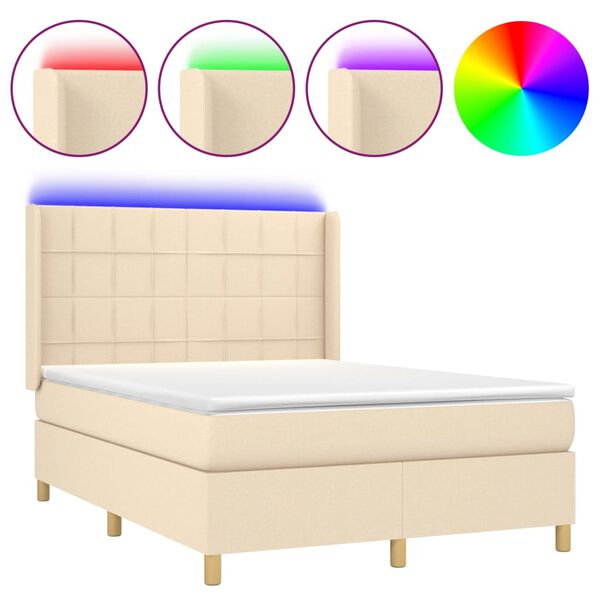 vidaXL &Kappa;&rho;&epsilon;&beta;ά&tau;&iota; Boxspring &mu;&epsilon; &Sigma;&tau;&rho;ώ&mu;&alpha; & LED &Kappa;&rho;&epsilon;&mu; 140x200 &epsilon;&kappa;. &Upsilon;&phi;&alpha;&sigma;&mu;ά&tau;&iota;&nu;&omicron;