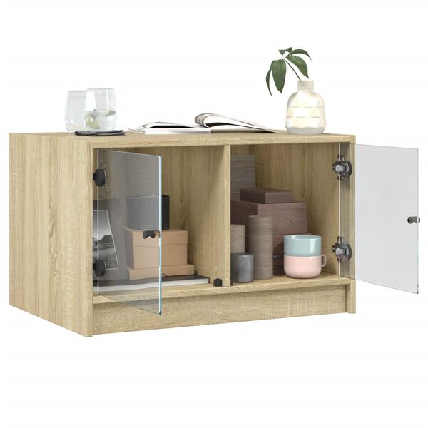 vidaXL Τραπεζάκι Σαλονιού Sonoma Δρυς 68x50x42 εκ. με Γυάλινες Πόρτες