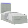 vidaXL Οθωμανικό κρεβάτι με στρώματα & LEDs Ανοιχτό γκρι Βελούδο