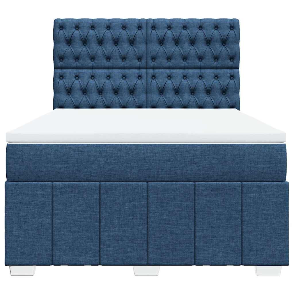 vidaXL Κρεβάτι Boxspring με Στρώμα Μπλε 140x190 εκ. Υφασμάτινο