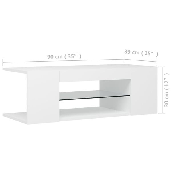 vidaXL Έπιπλο Τηλεόρασης με LED Λευκό 90x39x30 εκ.