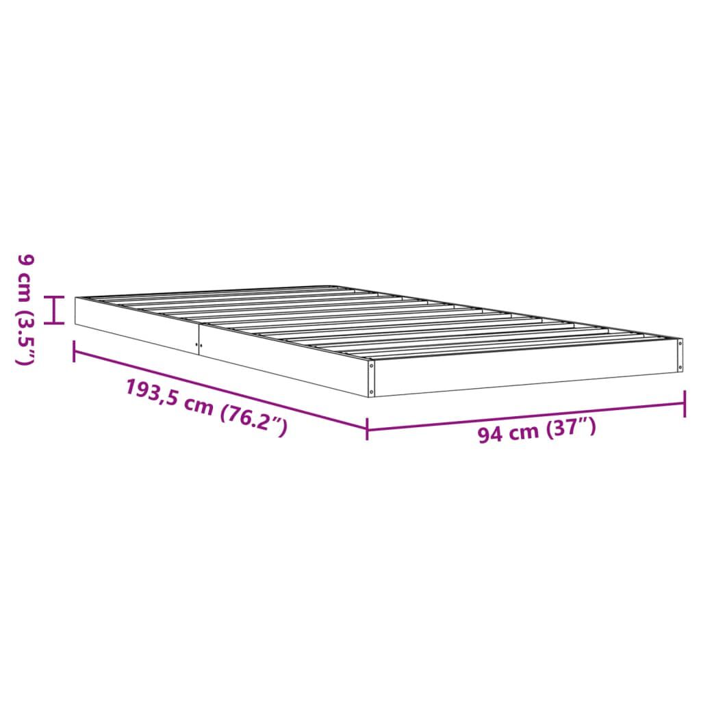 vidaXL Πλαίσιο Κρεβατιού Καφέ Κεριού 90x190εκ από Μασίφ Ξύλο Πεύκου