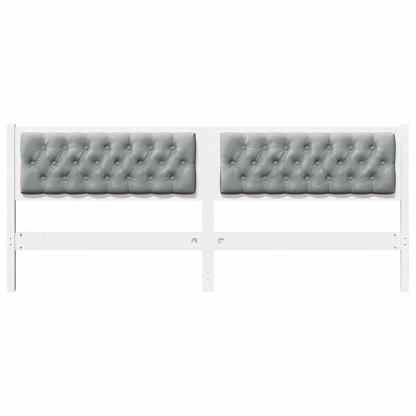 vidaXL Κεφαλάρι Άλλο Λευκό και ανοιχτό γκρι 200 cm Μασίφ ξύλο πεύκου