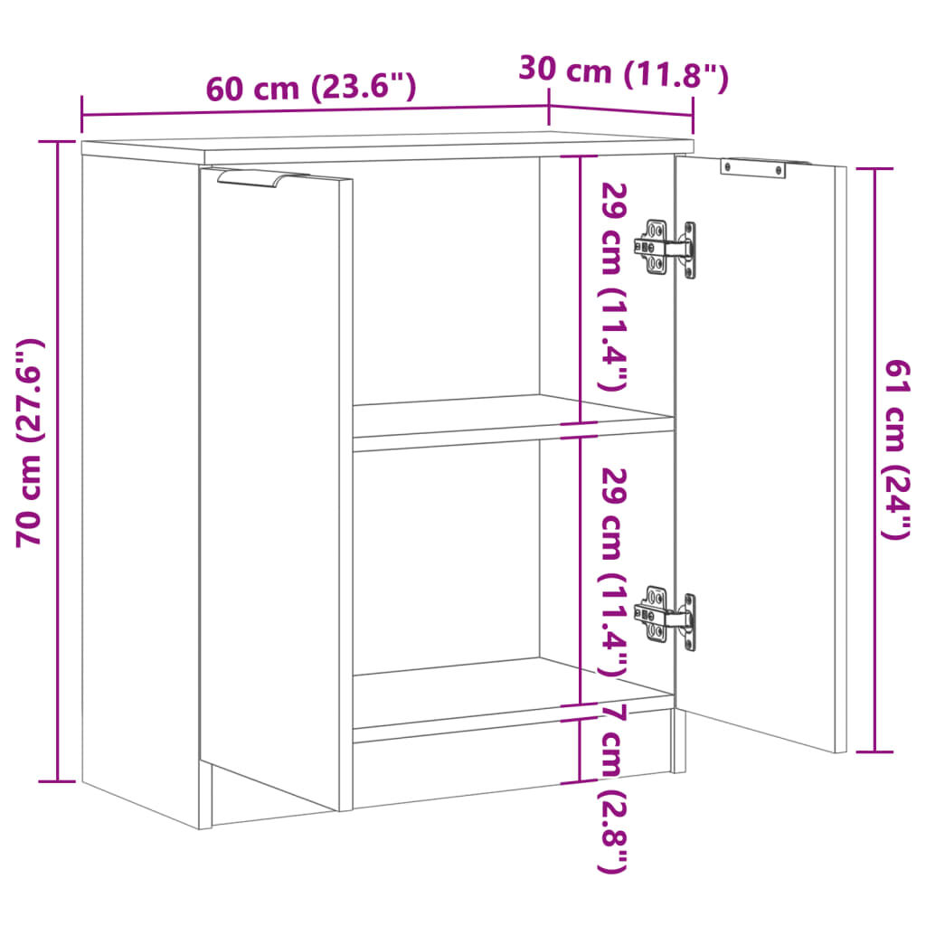vidaXL Ντουλάπι Παλ. Ξύλο 60 x 30 x 70 εκ. από Επεξεργασμένο Ξύλο