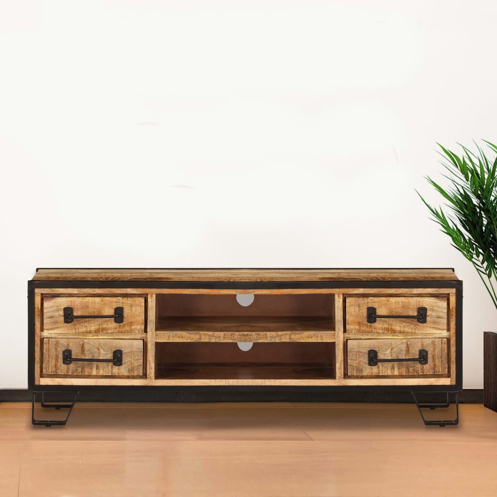 vidaXL Έπιπλο Τηλεόρασης με Συρτάρια 120x30x40 εκ. Μασίφ Ξύλο Μάνγκο