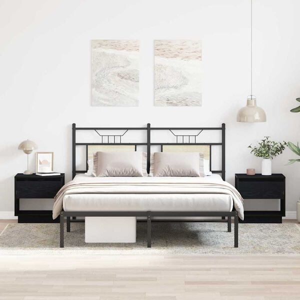 vidaXL Κομοδίνο 2 pcs Μαύρη δρυς 45 x 34 x 44 εκ Επεξεργασμένο ξύλο