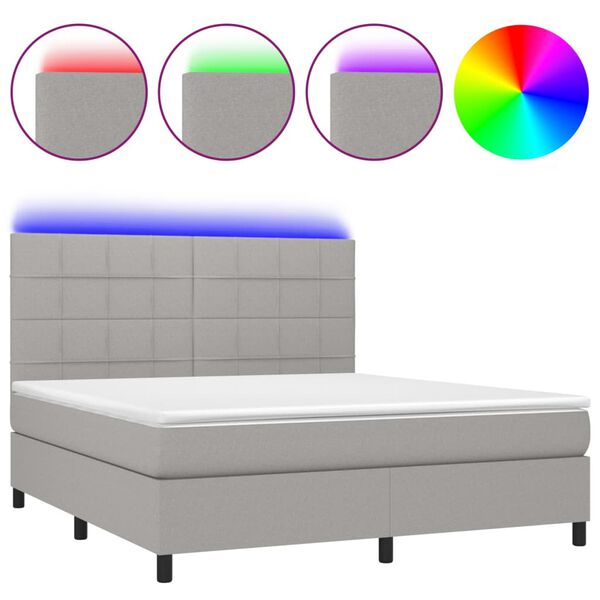 vidaXL &Kappa;&rho;&epsilon;&beta;ά&tau;&iota; Boxspring &mu;&epsilon; &Sigma;&tau;&rho;ώ&mu;&alpha; & LED &Alpha;&nu;.&Gamma;&kappa;&rho;&iota; 160x200&epsilon;&kappa;. &Upsilon;&phi;&alpha;&sigma;&mu;ά&tau;&iota;&nu;&omicron;
