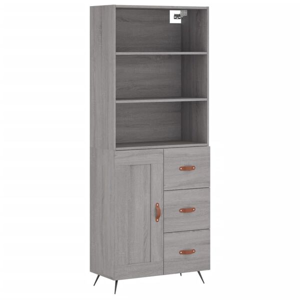 vidaXL Ντουλάπι Γκρι Sonoma 69,5 x 34 x 180 εκ. Επεξεργασμένο Ξύλο