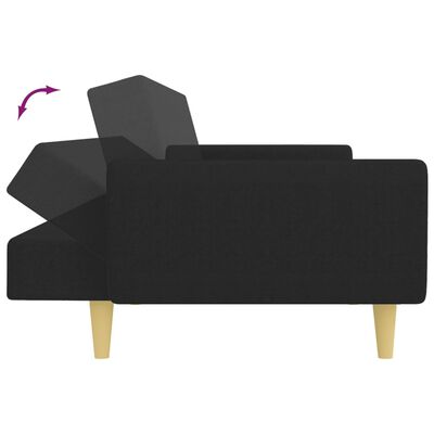 vidaXL Καναπές Κρεβάτι Διθέσιος με Υποπόδιο Μαύρο Υφασμάτινος