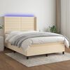 vidaXL &Kappa;&rho;&epsilon;&beta;ά&tau;&iota; Boxspring &mu;&epsilon; &Sigma;&tau;&rho;ώ&mu;&alpha; & LED &Kappa;&rho;&epsilon;&mu; 140x190 &epsilon;&kappa;. &Upsilon;&phi;&alpha;&sigma;&mu;ά&tau;&iota;&nu;&omicron;