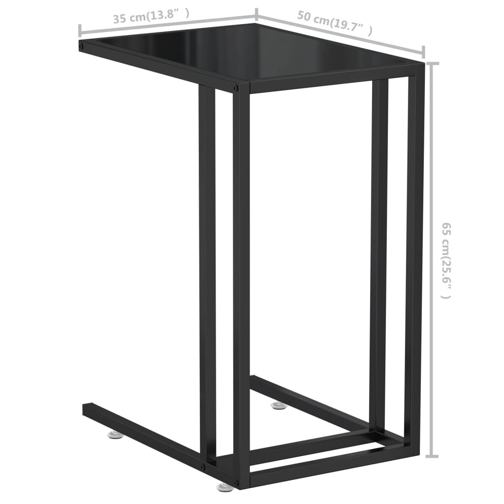 vidaXL Τραπέζι Υπολογιστή Βοηθητικό Μαύρο 50x35x65 εκ. Ψημένο Γυαλί