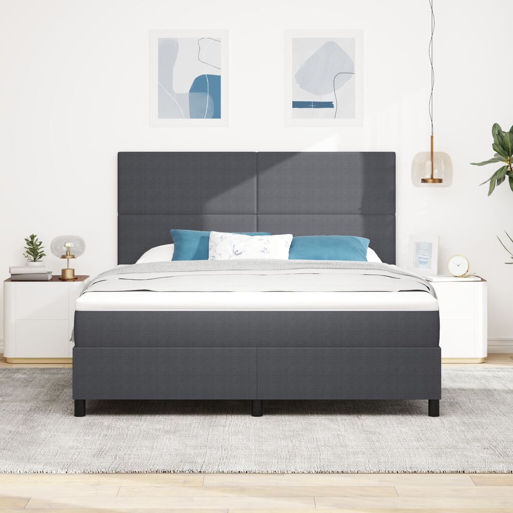 vidaXL Κρεβάτι Box Spring με Στρώμα Σκούρο Γκρι Ύφασμα Βελουτέ