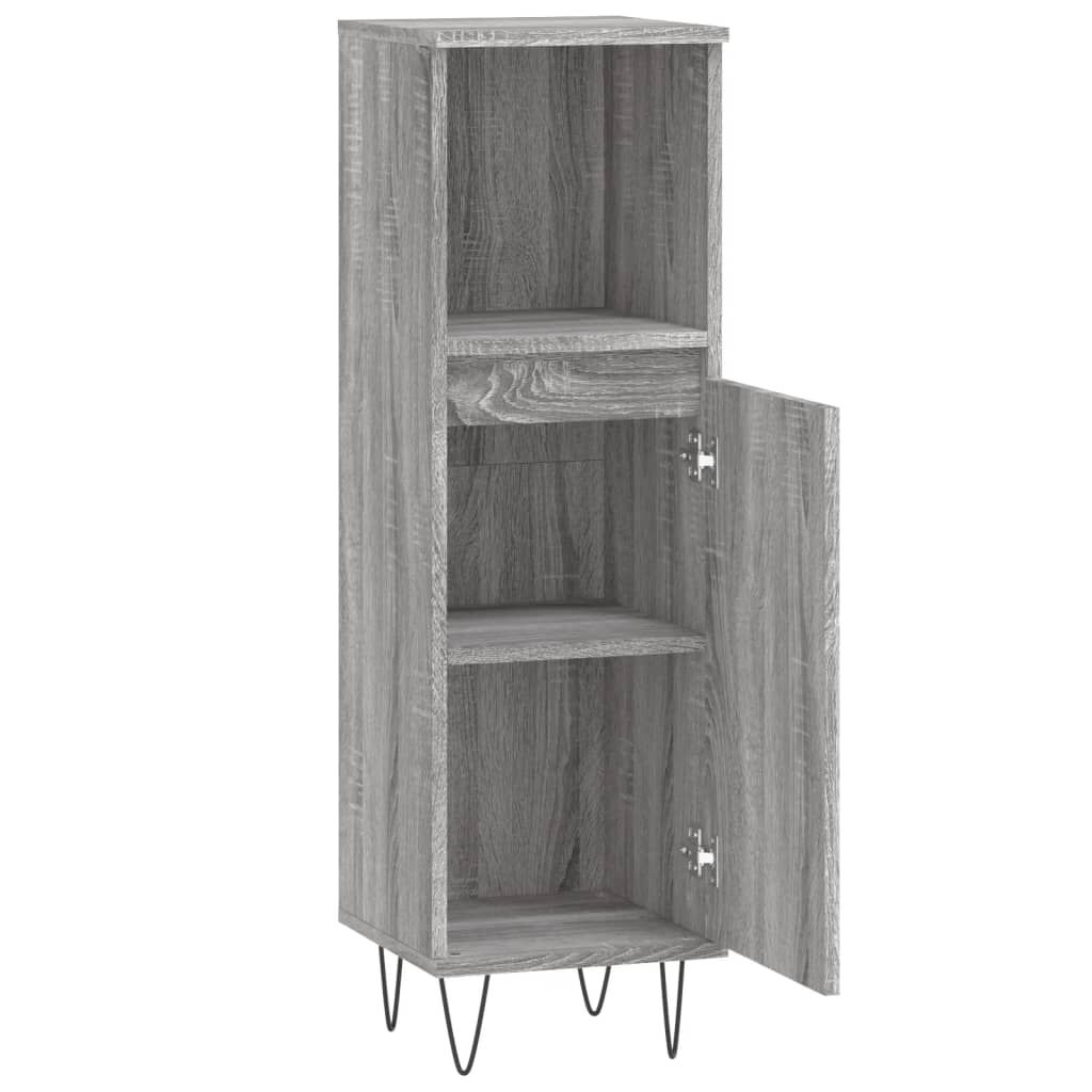 vidaXL Ντουλάπι Μπάνιου Γκρι Sonoma 30x30x100 εκ. Επεξεργασμένο Ξύλο