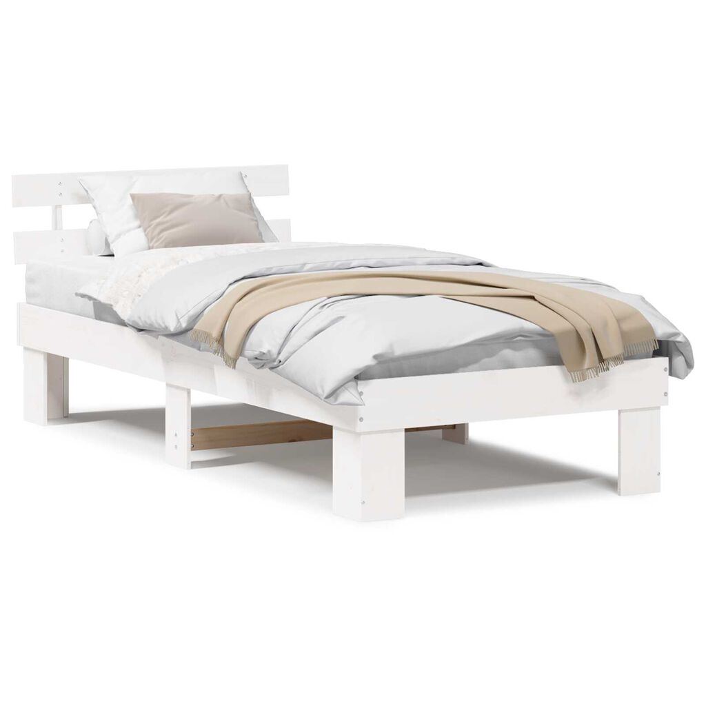 vidaXL Σκελετός Κρεβατιού Λευκό 90 x 190 cm Μασίφ ξύλο πεύκου