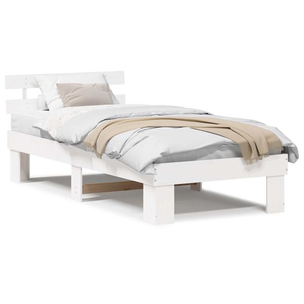 vidaXL Σκελετός Κρεβατιού Λευκό 90 x 190 cm Μασίφ ξύλο πεύκου
