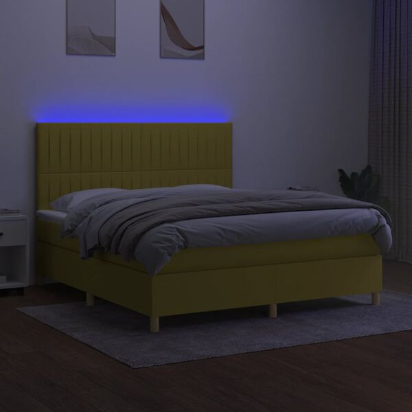 vidaXL &Kappa;&rho;&epsilon;&beta;ά&tau;&iota; Boxspring &mu;&epsilon; &Sigma;&tau;&rho;ώ&mu;&alpha; & LED &Pi;&rho;ά&sigma;&iota;&nu;&omicron; 180x200 &epsilon;&kappa; &Upsilon;&phi;&alpha;&sigma;&mu;ά&tau;&iota;&nu;&omicron;