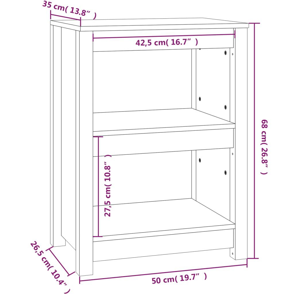 vidaXL Βιβλιοθήκη Μαύρη 50x35x68 εκ. από Μασίφ Ξύλο Πεύκου
