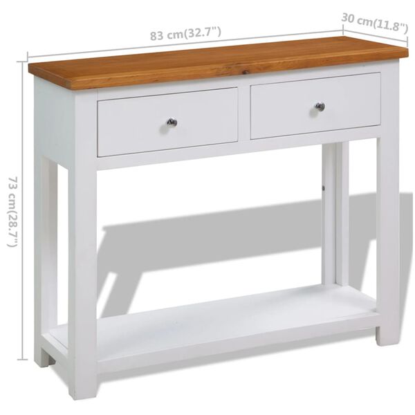 vidaXL Τραπέζι Κονσόλα 83 x 30 x 73 εκ. από Μασίφ Ξύλο Δρυός