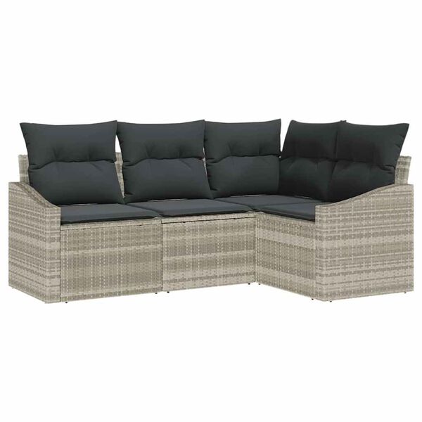 vidaXL Σετ Καναπέ Κήπου 4 pcs Ανοιχτό γκρι Πολυ ράταν