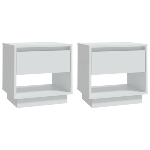 vidaXL Κομοδίνα 2 τεμ. Λευκά 45 x 34 x 44 εκ. από Μοριοσανίδα