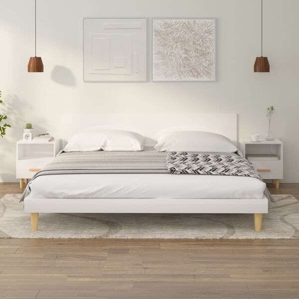 vidaXL Κομοδίνα 2 τεμ. Γυαλιστερό Λευκό 40 x 35 x 47 εκ.