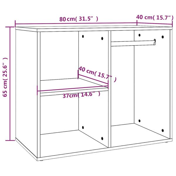 vidaXL Ντουλάπι Μαύρο 80 x 40 x 65 εκ.από Επεξεργασμένο Ξύλο