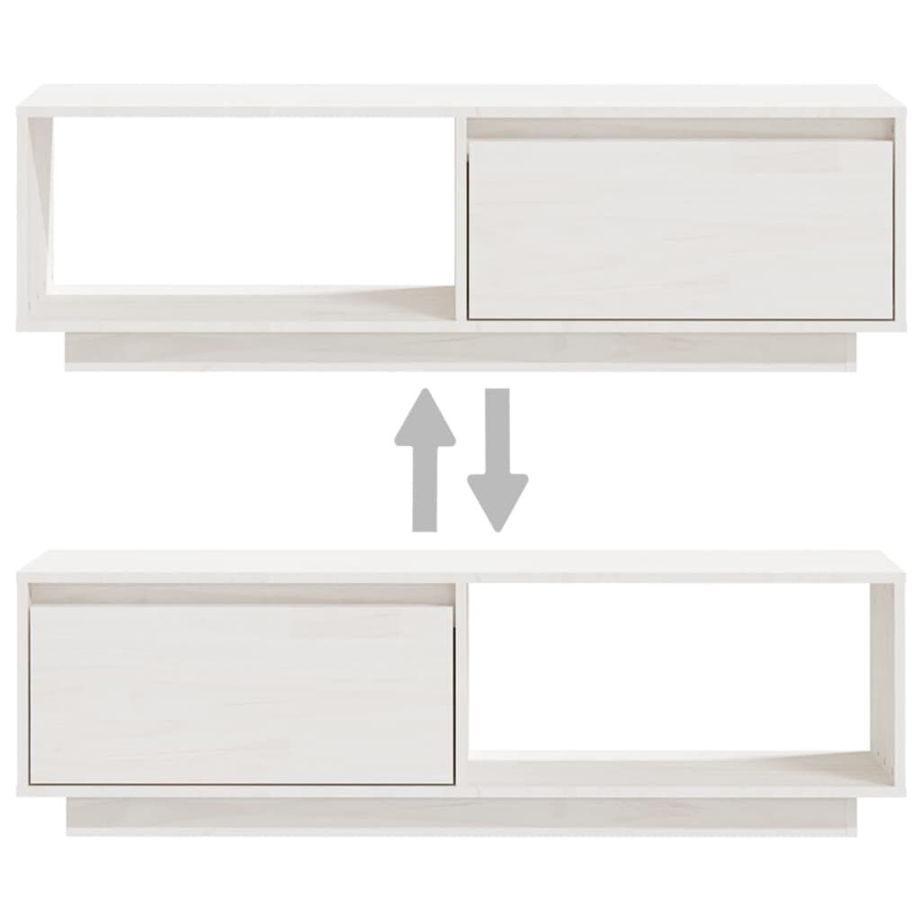 vidaXL Έπιπλο Τηλεόρασης Λευκό 110 x 30 x 33,5εκ από Μασίφ Ξύλο Πεύκου