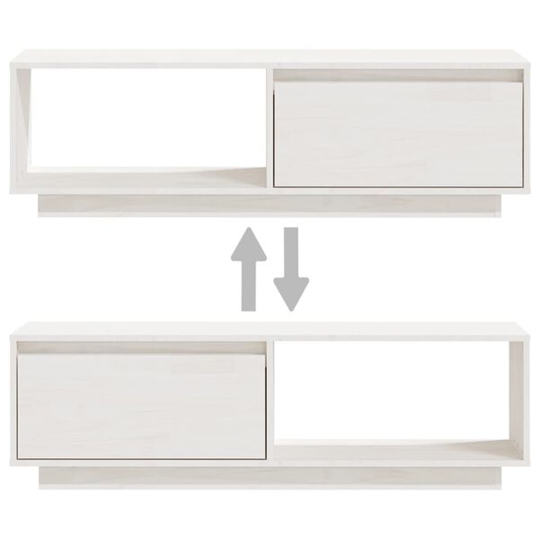 vidaXL Έπιπλο Τηλεόρασης Λευκό 110 x 30 x 33,5εκ από Μασίφ Ξύλο Πεύκου
