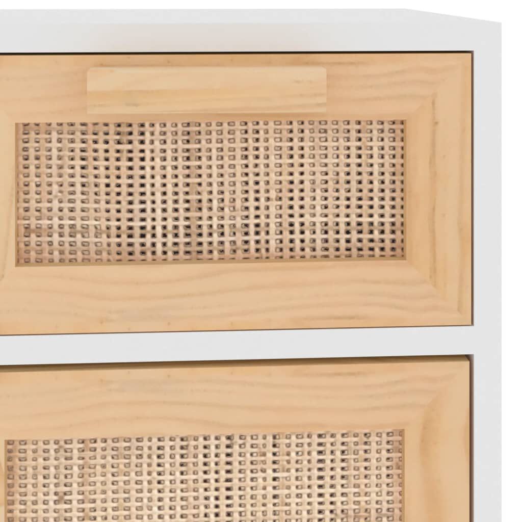 vidaXL Ντουλάπι Λευκό 60 x 30 x 75 εκ. Μασίφ Πεύκο & Φυσικό Ρατάν