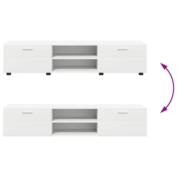 vidaXL Ντουλάπι TV με ράφι Λευκό 150 x 39 x 30 εκ Επεξεργασμένο ξύλο