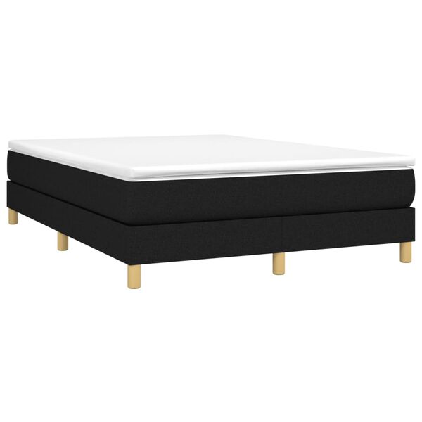 vidaXL Κρεβάτι Boxspring με Στρώμα Μαύρο 140x190 εκ. Υφασμάτινο
