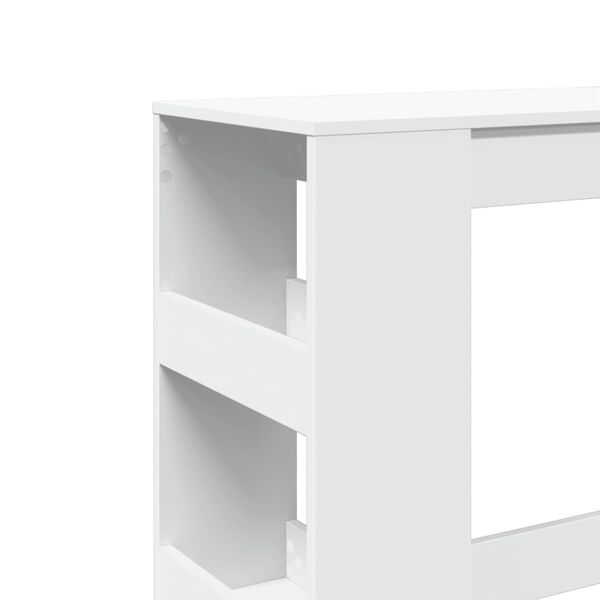 vidaXL Τραπέζι Μπαρ με Ράφια Λευκό 90x40x103,5 εκ. Επεξεργ. Ξύλο