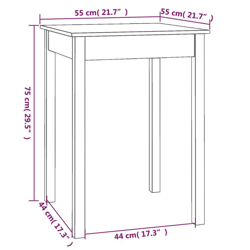 vidaXL Τραπεζαρία 55 x 55 x 75 εκ. από Μασίφ Ξύλο Πεύκου