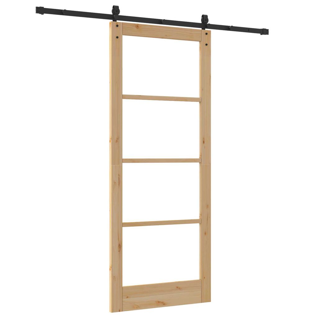 vidaXL Ολισθητή Πόρτα Καφέ 86 x 211 cm Ξύλο και μέταλλο