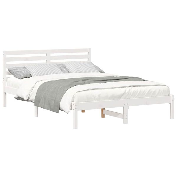 vidaXL Σκελετός Κρεβατιού Λευκό 140 x 210 cm Μασίφ ξύλο πεύκου