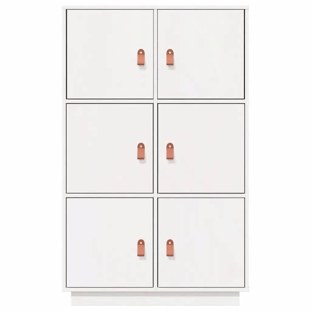vidaXL Ντουλάπι Ψηλό Λευκό 67 x 40 x 108,5 εκ. από Μασίφ Ξύλο Πεύκου