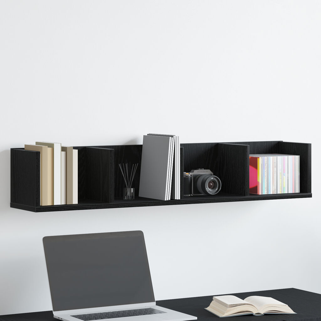 vidaXL Ράφι Τοίχου CD Μαύρος Δρυς 100x18x18 εκ Επεξεργασμένο Ξύλο