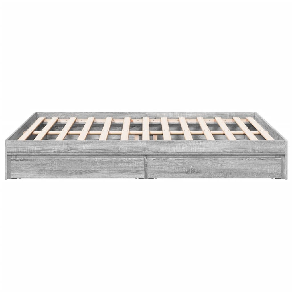 vidaXL Πλαίσιο Κρεβατιού με Συρτάρια Γκρι Sonoma 150x200εκ. Επεξ. Ξύλο