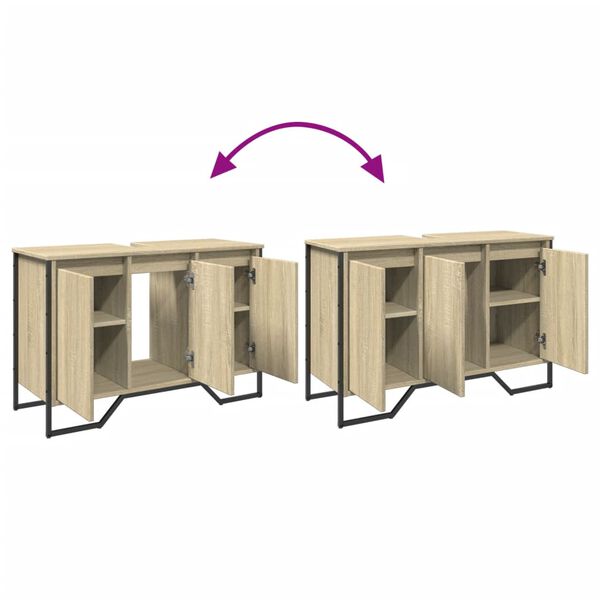 vidaXL Ντουλάπι Νιπτήρα Μπάνιου Sonoma Δρυς 91x35x60 εκ. Επεξ. Ξύλο