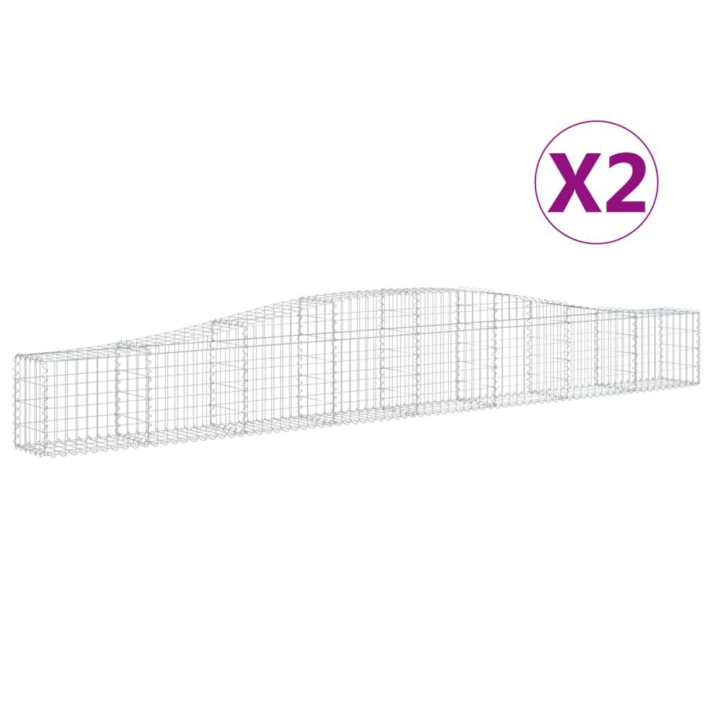 vidaXL Συρματοκιβώτια Τοξωτά 2 τεμ. 400x30x40/60 εκ. Γαλβαν. Ατσάλι