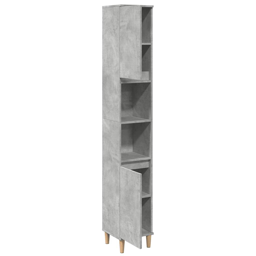 vidaXL Ντουλάπι Μπάνιου Γκρι Σκυροδέματος 30x30x190 εκ. Επεξ. Ξύλο