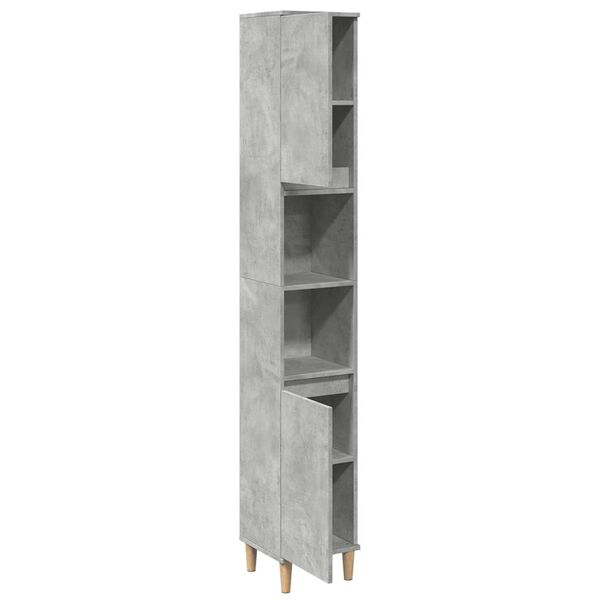 vidaXL Ντουλάπι Μπάνιου Γκρι Σκυροδέματος 30x30x190 εκ. Επεξ. Ξύλο