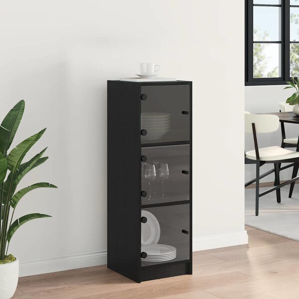 vidaXL Highboard &Mu;&alpha;ύ&rho;&eta; &Omicron;&xi;&upsilon;ά 35 x 37 x 109 &epsilon;&kappa; &Epsilon;&pi;&epsilon;&xi;&epsilon;&rho;&gamma;&alpha;&sigma;&mu;έ&nu;&omicron; &xi;ύ&lambda;&omicron;