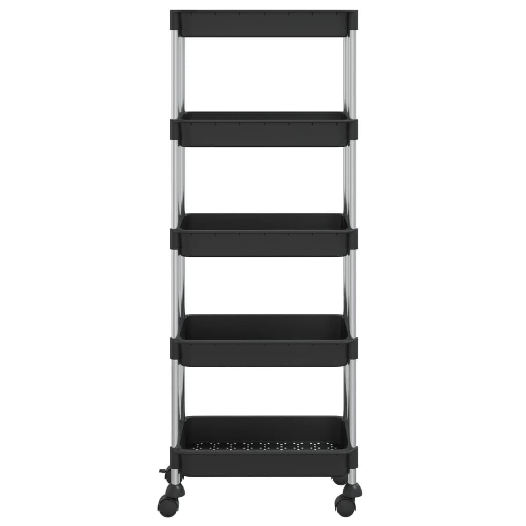 vidaXL Τρόλεϊ Κουζίνας 5 Επιπέδων Μαύρο 42 x 29 x 128 εκ. Σίδερο/ABS