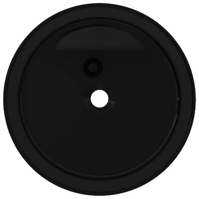 vidaXL Νιπτήρας Στρογγυλός Μαύρος 40 x 15 εκ. Κεραμικός