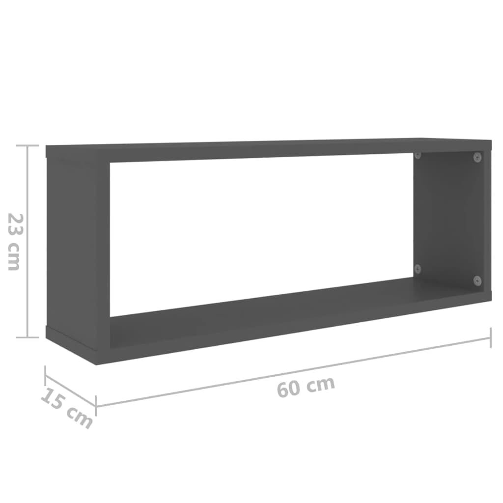 vidaXL Ράφια Κύβοι Τοίχου 4 τεμ. Γκρι 60 x 15 x 23 εκ. από Επεξ. Ξύλο