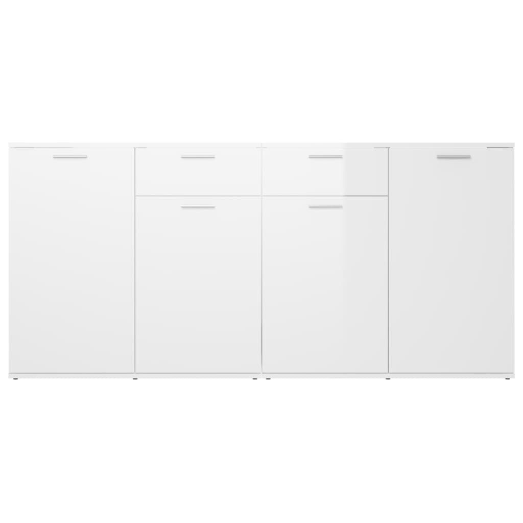 vidaXL Μπουφές Γυαλιστερό Λευκό 160 x 36 x 75 εκ. από Επεξ. Ξύλο